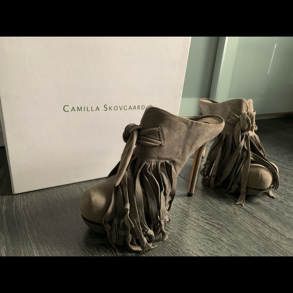 Camilla Skovgaard Grey Fringe Mules-Worn Once! - Picture 3 of 7